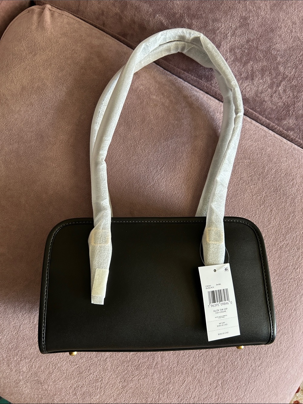 Coach Swing Zip Black Shoulder Bag with Gold Accent